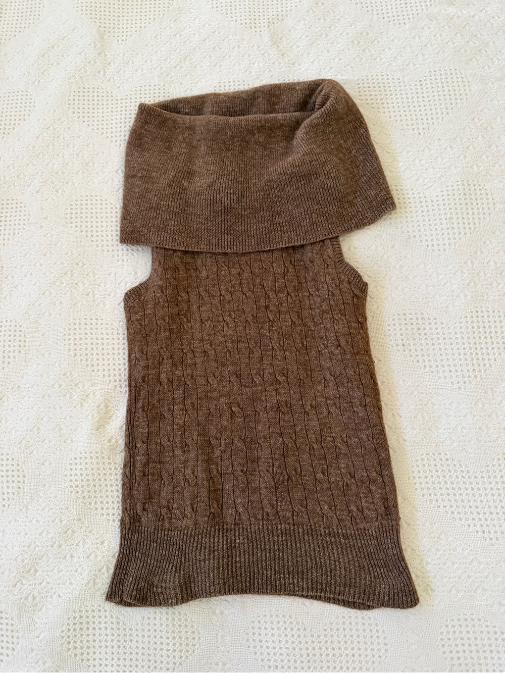 Polo by Ralph Lauren Brown Cable-Knit Sleeveless Cowlneck Sweater - Picture 1 of 2